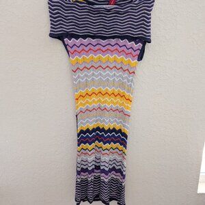 Vintage Apple Bottoms Crochet Chevron Dress Size L 90s Y2K